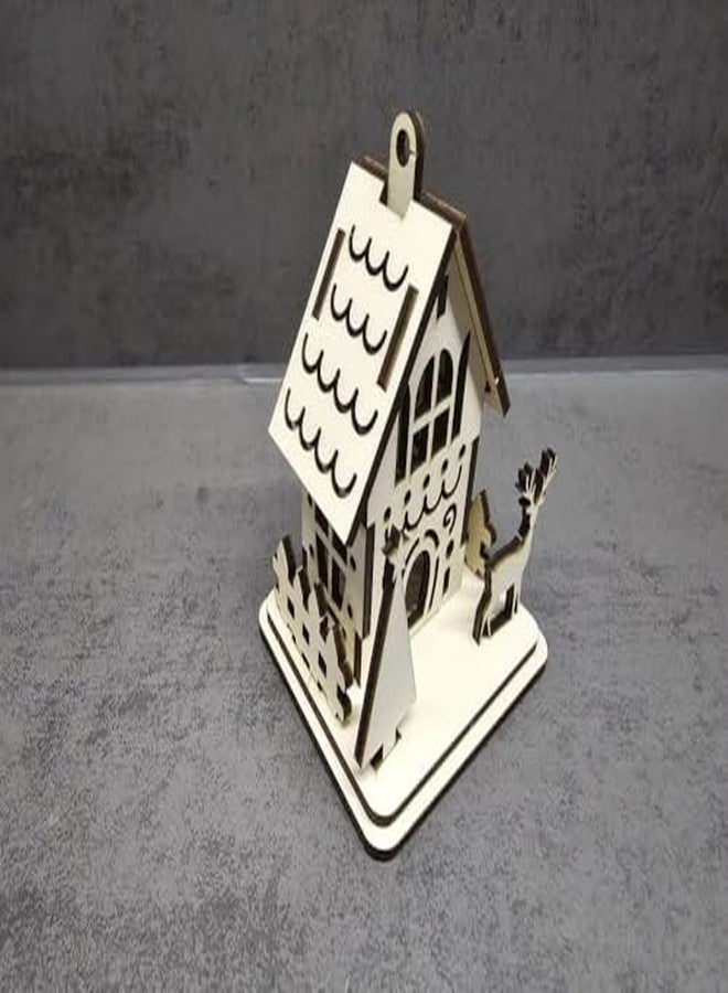 مكعبات ثلاثية الأبعاد، ديكور منزل عيد الميلاد مصنوع من الخشب بتقنية القطع بالليزر | كوخ خشبي مصنوع يدويًا بتصميم شجرة وغزال الرنة | لعبة احتفالية من الخشب الطبيعي الصديق للبيئة للأطفال للعب الإبداعي والتعلم - Image 3